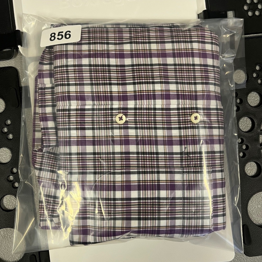 Peter Millar Mens Purple White Plaid Button Down Shirt Cotton Medium MF15W49CBL - Picture 7 of 7